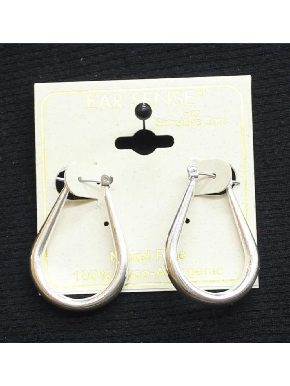 NWT Ear Sense Womens Fashion Elongated U Hoop Earrings Silver Gray 1.25"